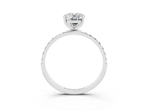 White gold Oval Cut Diamond Pavé Band with Six-Prong Setting_3