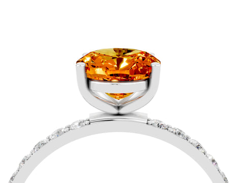 White gold Oval Cut Diamond Pavé Band with Six-Prong Setting_4