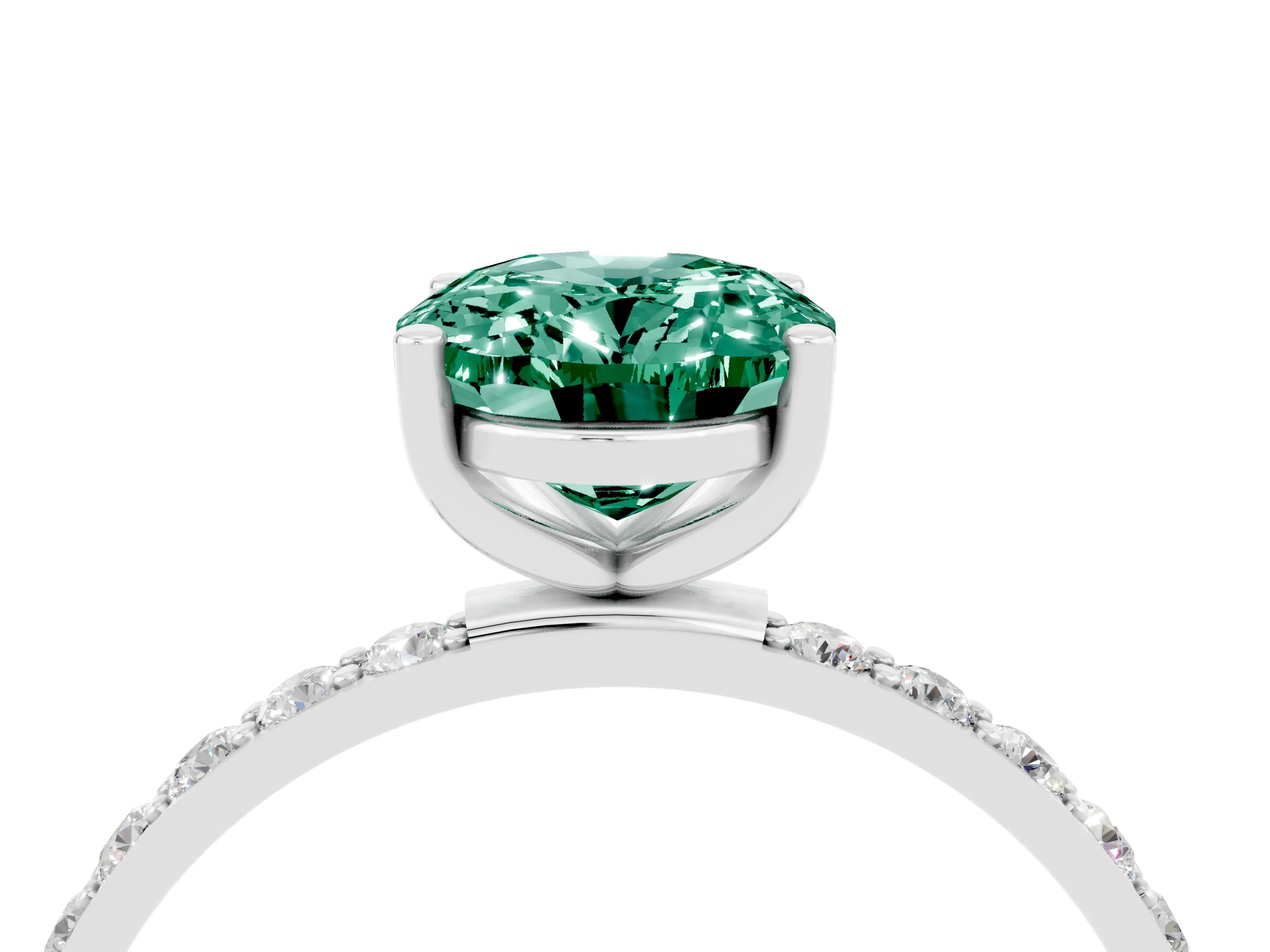 White gold Oval Cut Diamond Pavé Band with Six-Prong Setting_4