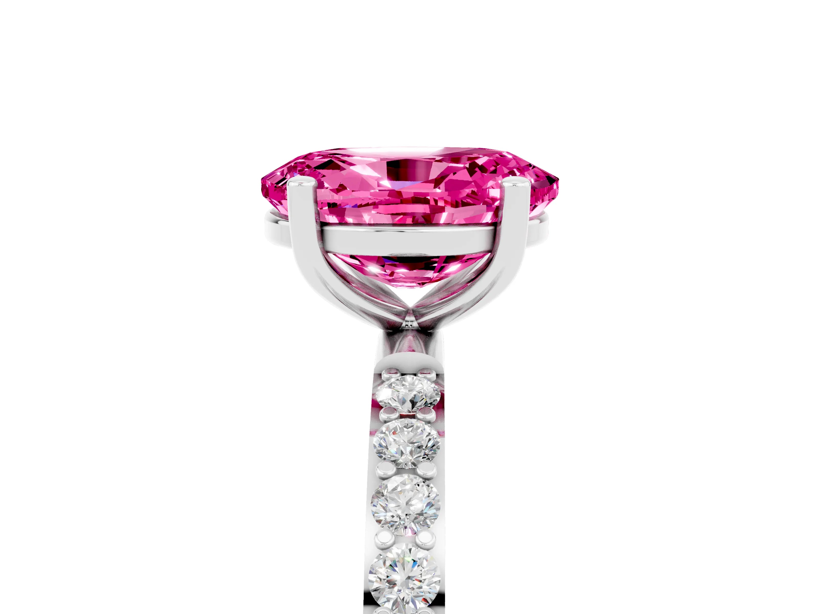 White gold Oval Cut Diamond Pavé Band with Six-Prong Setting_5