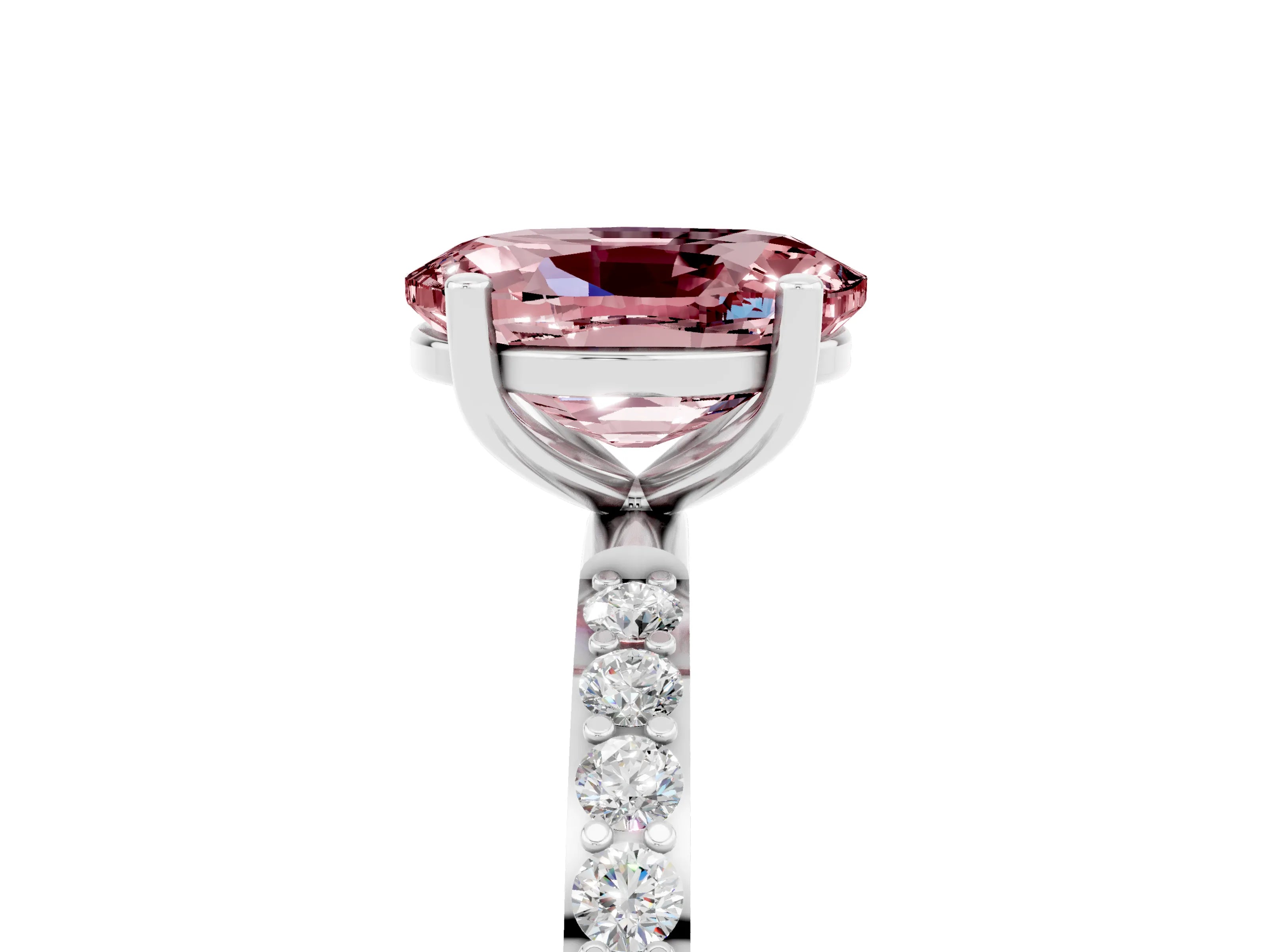 White gold Oval Cut Diamond Pavé Band with Six-Prong Setting_5
