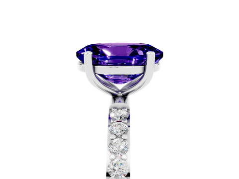 White gold Oval Cut Diamond Pavé Band with Six-Prong Setting_5
