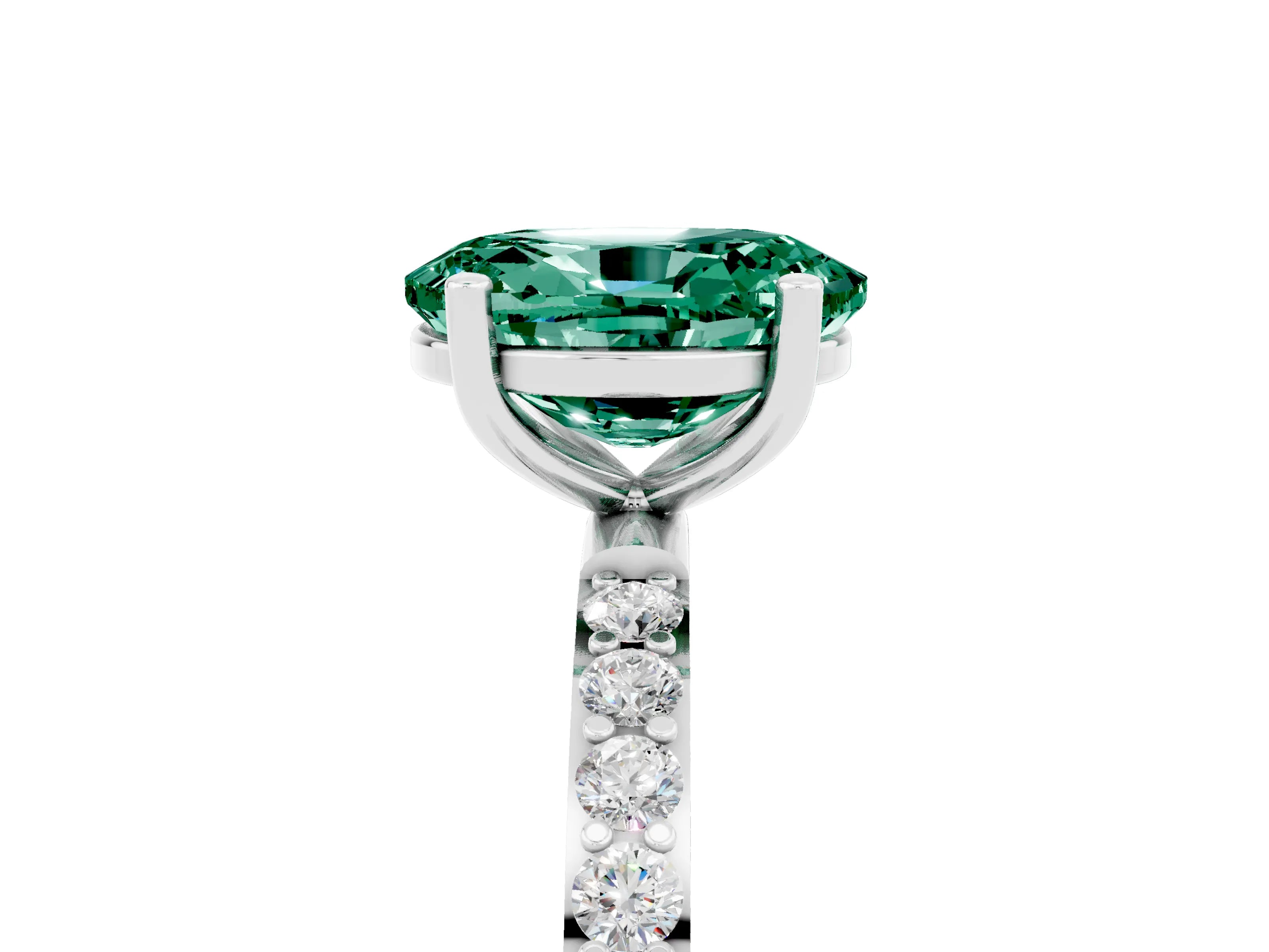 White gold Oval Cut Diamond Pavé Band with Six-Prong Setting_5
