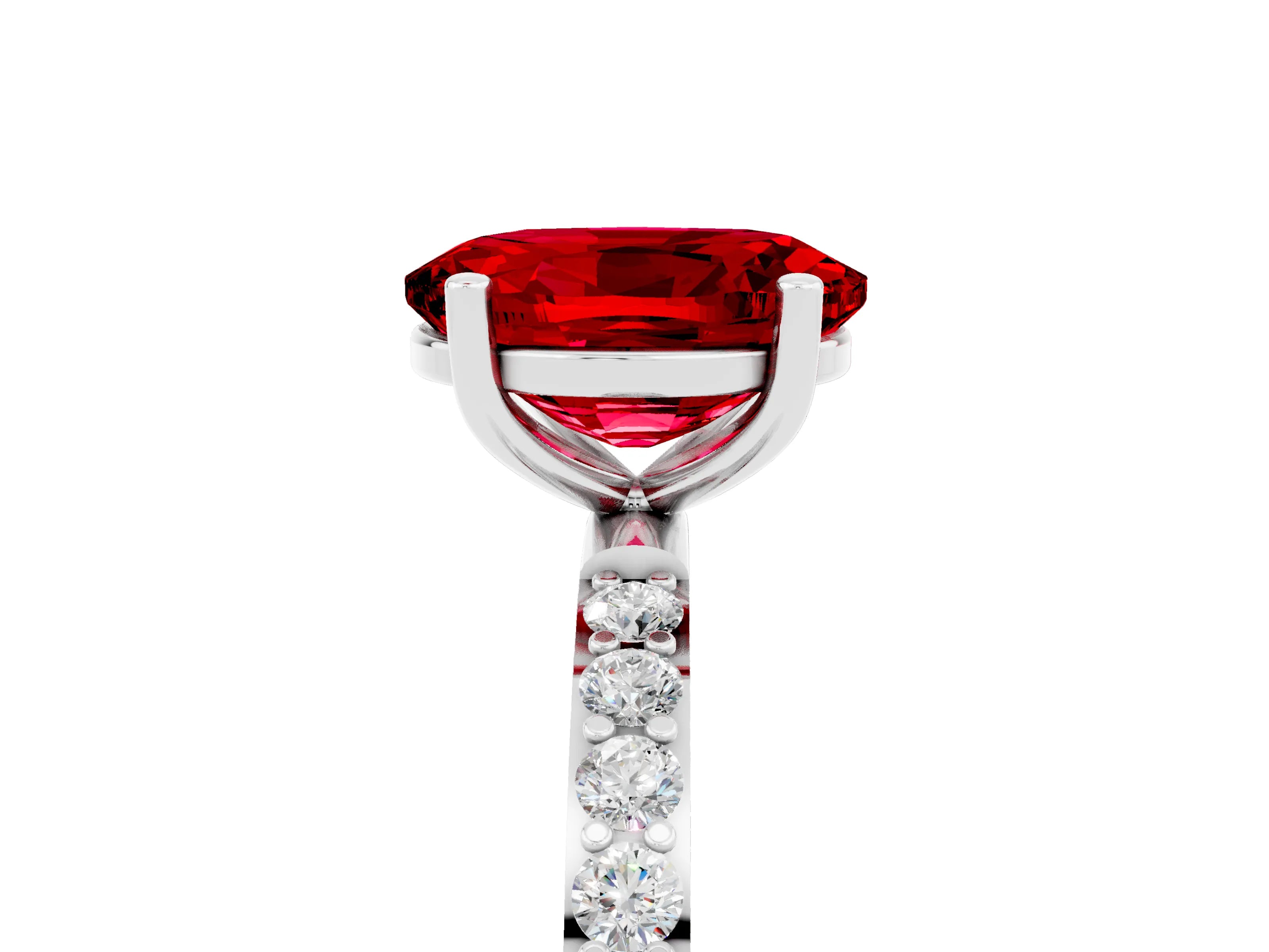 White gold Oval Cut Diamond Pavé Band with Six-Prong Setting_5