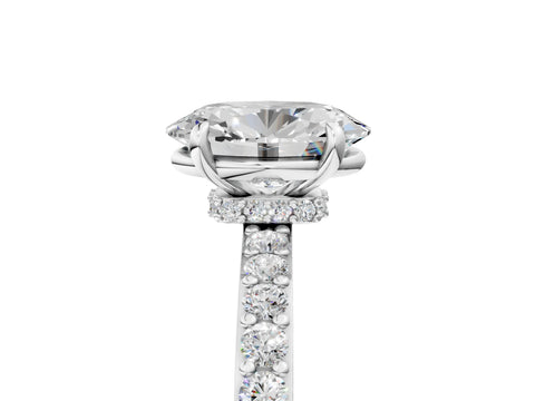 White gold Oval Cut Diamond Pavé Engagement Ring with Round with Moissanite side stone Accents and Prong Setting_17