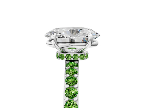 White gold Oval Cut Diamond Pavé Engagement Ring with Round with Peridot side stone Accents and Prong Setting_29