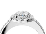 White gold Oval Cut Diamond Pavé Halo Ring with Four-Prong Setting_48
