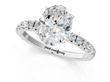 White gold Oval Cut Diamond Pavé Solitaire Engagement Ring with Four-Prong Setting_129