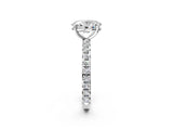 White gold Oval Cut Diamond Pavé Solitaire Ring with Round Band and Prong Setting_26