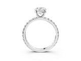 White gold Oval Cut Diamond Pavé Solitaire Ring with Round Band and Prong Setting_27
