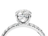 White gold Oval Cut Diamond Pavé Solitaire Ring with Round Band and Prong Setting_28