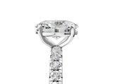 White gold Oval Cut Diamond Pavé Solitaire Ring with Round Band and Prong Setting_29