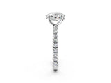 White gold Oval Cut Diamond Pavé Solitaire Ring with Round Band and Prong Setting_50