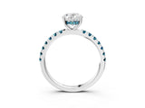 White gold Oval Cut Diamond Pave Band Solitaire Ring with Round with Blue Topaz side stone and Prong Setting_27