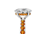 White gold Oval Cut Diamond Pave Band Solitaire Ring with Round with Citrine side stone and Prong Setting_5