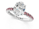 White gold Oval Cut Diamond Pave Band Solitaire Ring with Round with Morganite side stone and Prong Setting_1