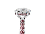 White gold Oval Cut Diamond Pave Band Solitaire Ring with Round with Morganite side stone and Prong Setting_5