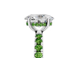 White gold Oval Cut Diamond Pave Band Solitaire Ring with Round with Peridot side stone and Prong Setting_5