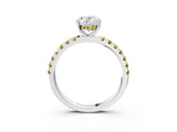 White gold Oval Cut Diamond Pave Band Solitaire Ring with Round with Yellow Sapphire side stone and Prong Setting_27