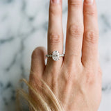 White gold Oval Cut Diamond Prong Set Engagement Ring with Pavé Band_249