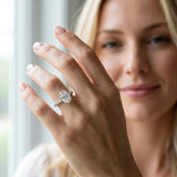 White gold Oval Cut Diamond Prong Set Engagement Ring with Pavé Band_251