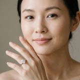 White gold Oval Cut Diamond Ring with Baguette Side Stones, Channel Set Band, and Four-Prong Setting_14