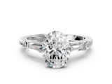 White gold Oval Cut Diamond Ring with Baguette Side Stones, Channel Set Band, and Four-Prong Setting_23