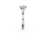 White gold Oval Cut Diamond Ring with Baguette Side Stones, Channel Set Band, and Four-Prong Setting_25