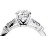 White gold Oval Cut Diamond Ring with Baguette Side Stones, Channel Set Band, and Four-Prong Setting_27