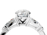 White gold Oval Cut Diamond Ring with Baguette Side Stones, Channel Set Band, and Four-Prong Setting_49