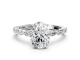 14K White Gold 2.01 Carat F VVS1 Oval Diamond Ring with Marquise and Round Side Stones and Four-Prong Setting