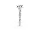 14K White Gold 2.01 Carat F VVS1 Oval Diamond Ring with Marquise and Round Side Stones and Four-Prong Setting