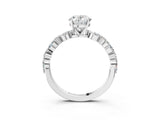 14K White Gold 2.01 Carat F VVS1 Oval Diamond Ring with Marquise and Round Side Stones and Four-Prong Setting