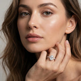 White gold Oval Cut Diamond Ring with Marquise and Round  Side Stones and Four-Prong Setting_157