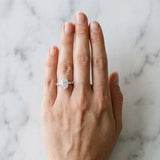 White gold Oval Cut Diamond Ring with Marquise and Round  Side Stones and Four-Prong Setting_162