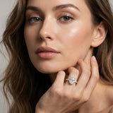 14K White Gold 2.01 Carat F VVS1 Oval Diamond Ring with Marquise and Round Side Stones and Four-Prong Setting