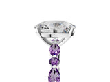 White gold Oval Cut Diamond Ring with Marquise and Round with Amethyst side stone Side Stones and Four-Prong Setting_17