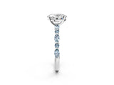 White gold Oval Cut Diamond Ring with Marquise and Round with Aquamarine side stone Side Stones and Four-Prong Setting_14