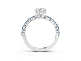 White gold Oval Cut Diamond Ring with Marquise and Round with Aquamarine side stone Side Stones and Four-Prong Setting_15