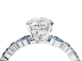 White gold Oval Cut Diamond Ring with Marquise and Round with Aquamarine side stone Side Stones and Four-Prong Setting_28