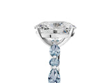 White gold Oval Cut Diamond Ring with Marquise and Round with Aquamarine side stone Side Stones and Four-Prong Setting_29