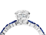 White gold Oval Cut Diamond Ring with Marquise and Round with Blue Sapphire side stone Side Stones and Four-Prong Setting_40