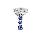 White gold Oval Cut Diamond Ring with Marquise and Round with Blue Sapphire side stone Side Stones and Four-Prong Setting_41