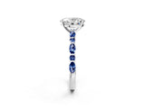 White gold Oval Cut Diamond Ring with Marquise and Round with Blue Sapphire side stone Side Stones and Four-Prong Setting_50