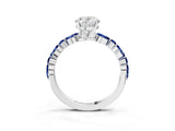 White gold Oval Cut Diamond Ring with Marquise and Round with Blue Sapphire side stone Side Stones and Four-Prong Setting_51