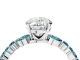 White gold Oval Cut Diamond Ring with Marquise and Round with Blue Topaz side stone Side Stones and Four-Prong Setting_28