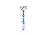 White gold Oval Cut Diamond Ring with Marquise and Round with Blue Topaz side stone Side Stones and Four-Prong Setting_38