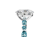 White gold Oval Cut Diamond Ring with Marquise and Round with Blue Topaz side stone Side Stones and Four-Prong Setting_41