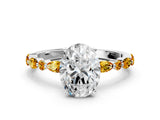 White gold Oval Cut Diamond Ring with Marquise and Round with Citrine side stone Side Stones and Four-Prong Setting_12
