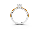 White gold Oval Cut Diamond Ring with Marquise and Round with Citrine side stone Side Stones and Four-Prong Setting_15